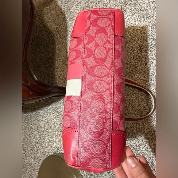 Y2K Vintage Coach Pink Heritage Stripe Signature Tote from 2008 - Picture 6 of 10